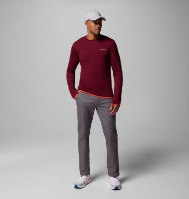 Men's Tech Trail Utility Warm Long Sleeve Crew Shirt, Color: Rich Wine, image 6