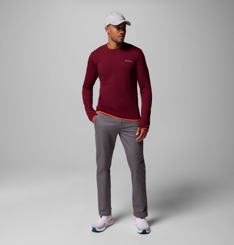 Men's Tech Trail Utility Warm Long Sleeve Crew Shirt, Color: Rich Wine, image 2
