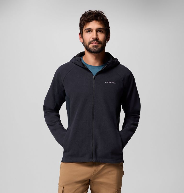 Men's Arctic Peak Hooded Full Zip Fleece Jacket, Color: Black, image 1