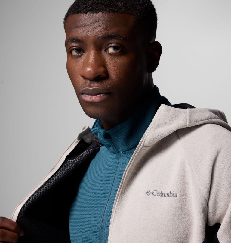 Men's Arctic Peak Hooded Full Zip Fleece Jacket, Color: Dark Stone, Black, image 7