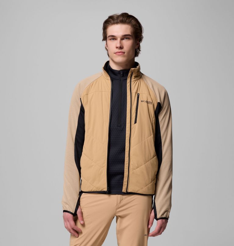 Men's Arctic Crest Hybrid Full Zip Jacket, Color: Canoe, Black, image 5