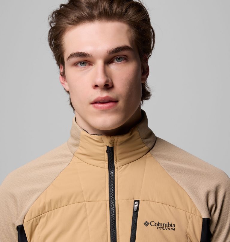 Men's Arctic Crest Hybrid Full Zip Jacket, Color: Canoe, Black, image 7