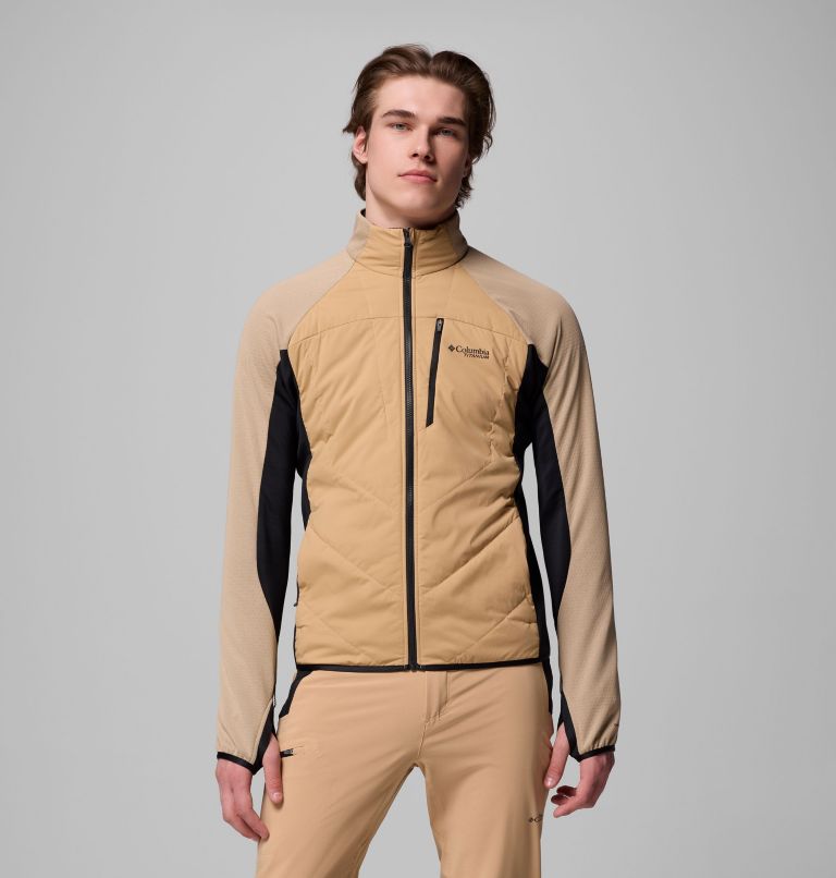 Men's Arctic Crest Hybrid Full Zip Jacket, Color: Canoe, Black, image 1