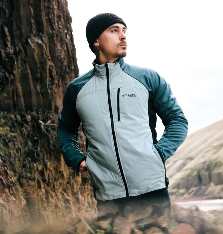 Men's Arctic Crest Hybrid Technical Fleece Jacket, Color: Crushed Blue, Everblue, Black, image 10