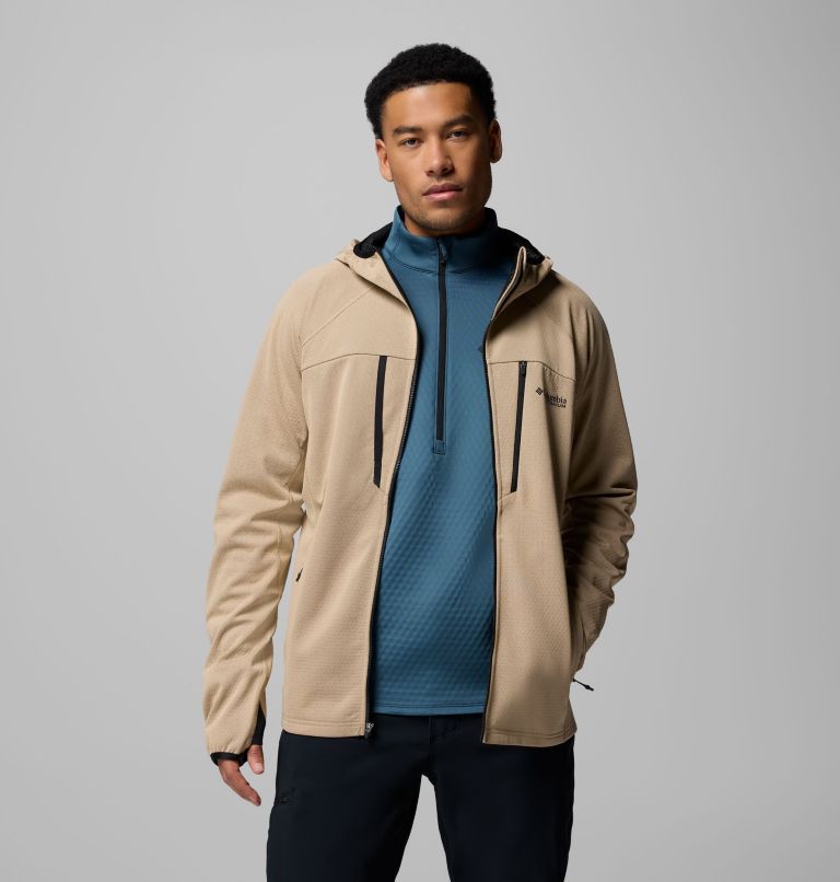 Men's Arctic Crest Bonded Full Zip Jacket, Color: Canoe, Black, image 5