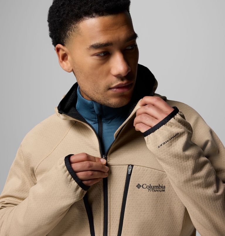 Men's Arctic Crest Bonded Full Zip Jacket, Color: Canoe, Black, image 7