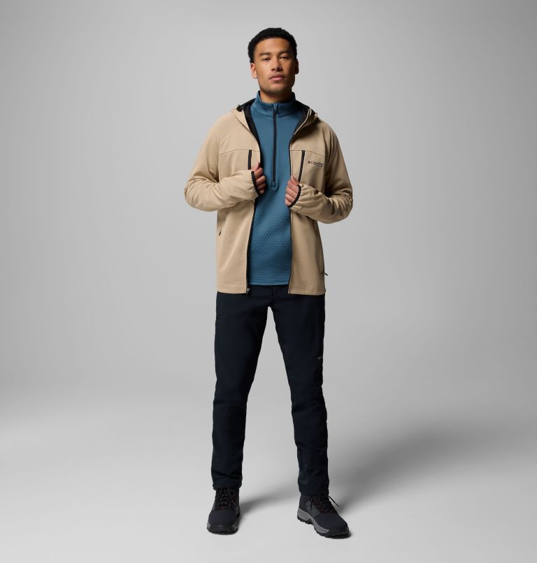 Men's Arctic Crest Bonded Full Zip Jacket, Color: Canoe, Black, image 2