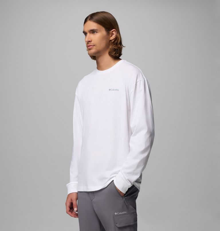 Camiseta de manga larga con estampado Black Butte para hombre, Color: White, Trailmap, image 4