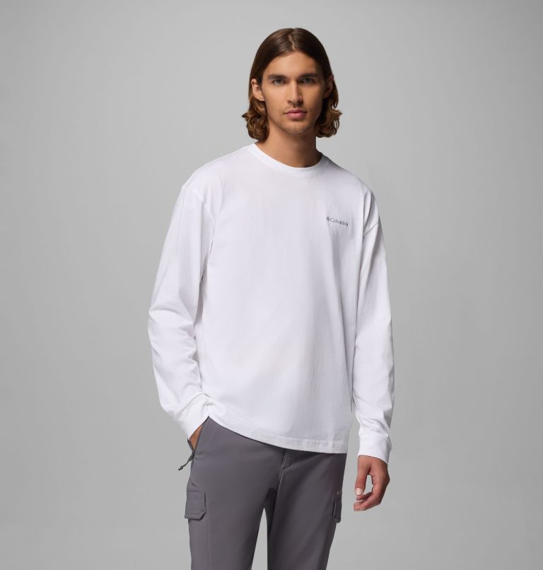 Camiseta de manga larga con estampado Black Butte para hombre, Color: White, Trailmap, image 3