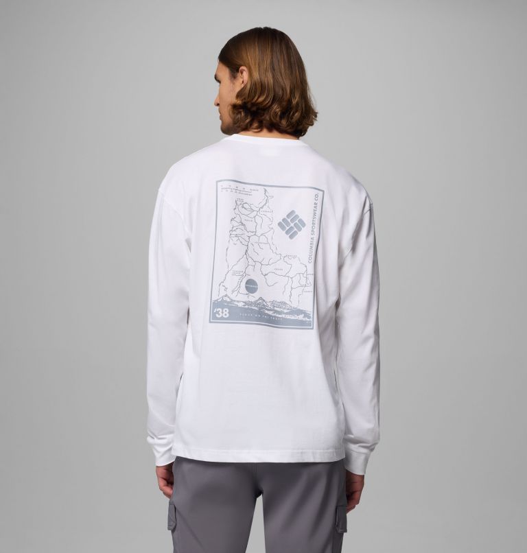 Camiseta de manga larga con estampado Black Butte para hombre, Color: White, Trailmap, image 1