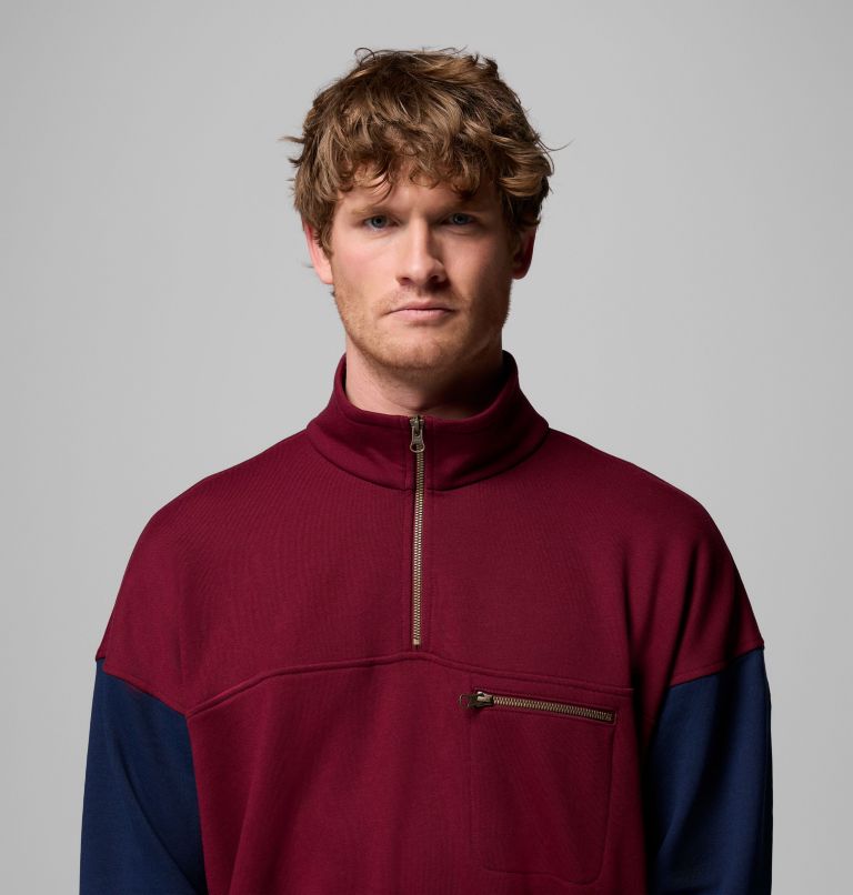 Men's Bugasweat Half Zip Pullover, Color: Rich Wine, Coll Navy, image 5