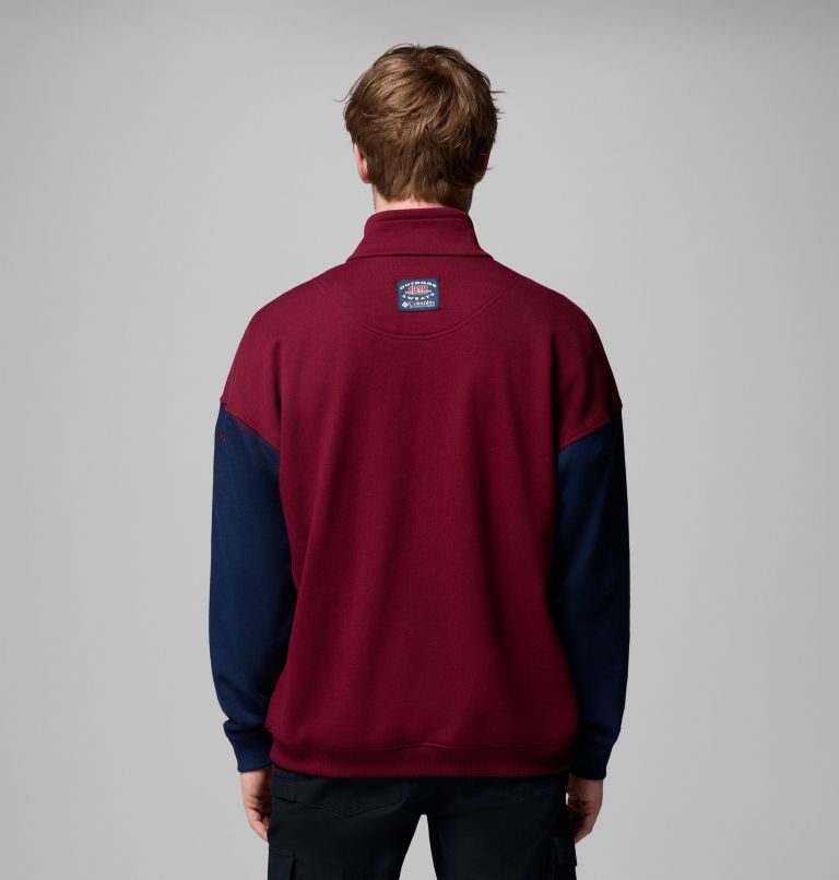 Men's Bugasweat Half Zip Pullover, Color: Rich Wine, Coll Navy, image 3