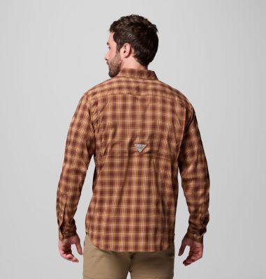 Men's Sharptail Long Sleeve Yarn Dye Shirt, Color: Camel Brown Triple Check, image 3