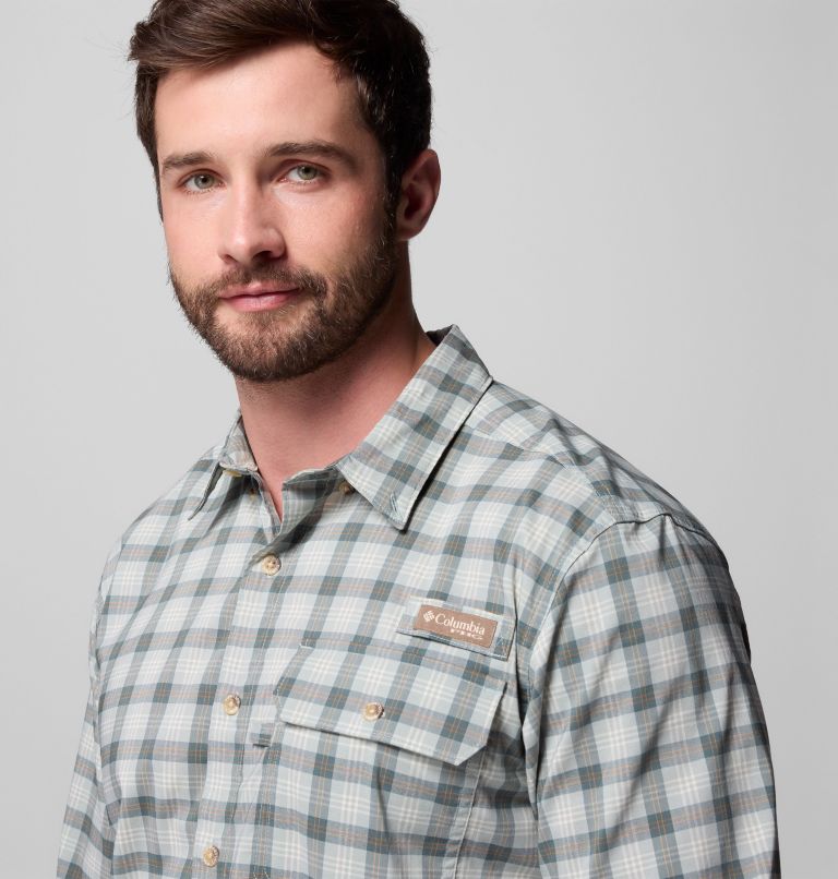 Men's Sharptail Long Sleeve Yarn Dye Shirt, Color: Pond Triple Check, image 7