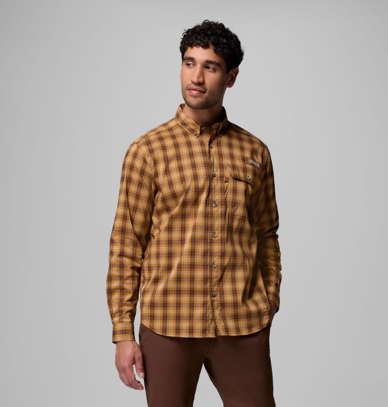 Men's Sharptail Long Sleeve Yarn Dye Shirt, Color: Maple Sugar Triple Check, image 1