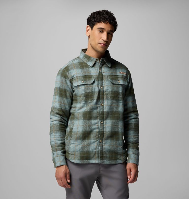 Men's Saddle Point Warm Lined Flannel, Color: Pond Iron Sight Buffalo, image 1