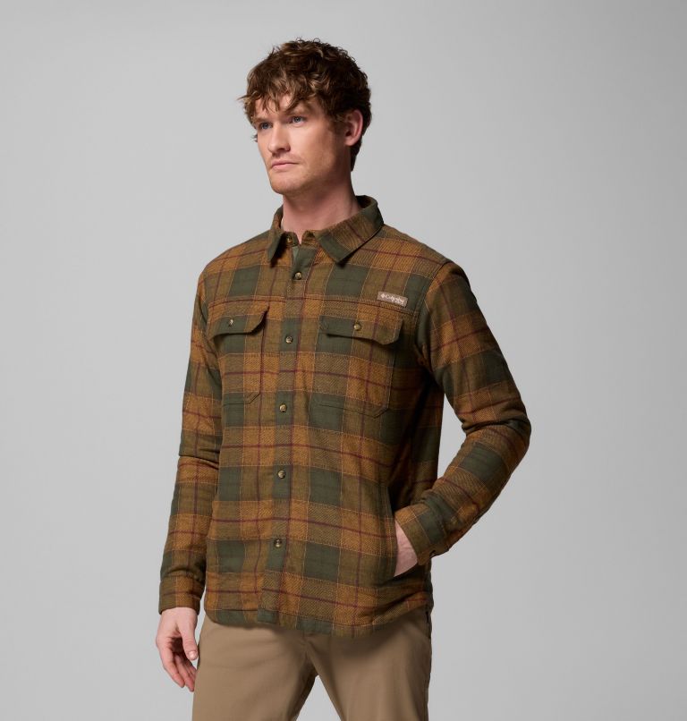 Men's Saddle Point Warm Lined Flannel, Color: Surplus Green Iron Sight Buffalo, image 4