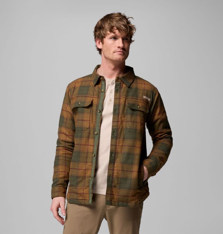 Men's Saddle Point Warm Lined Flannel, Color: Surplus Green Iron Sight Buffalo, image 5