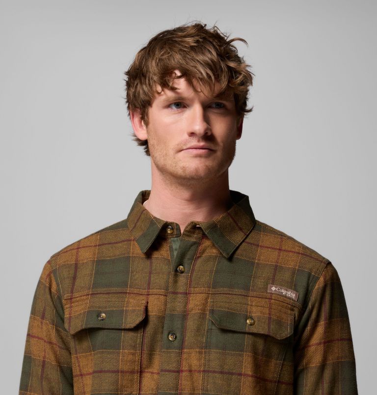 Men's Saddle Point Warm Lined Flannel, Color: Surplus Green Iron Sight Buffalo, image 7