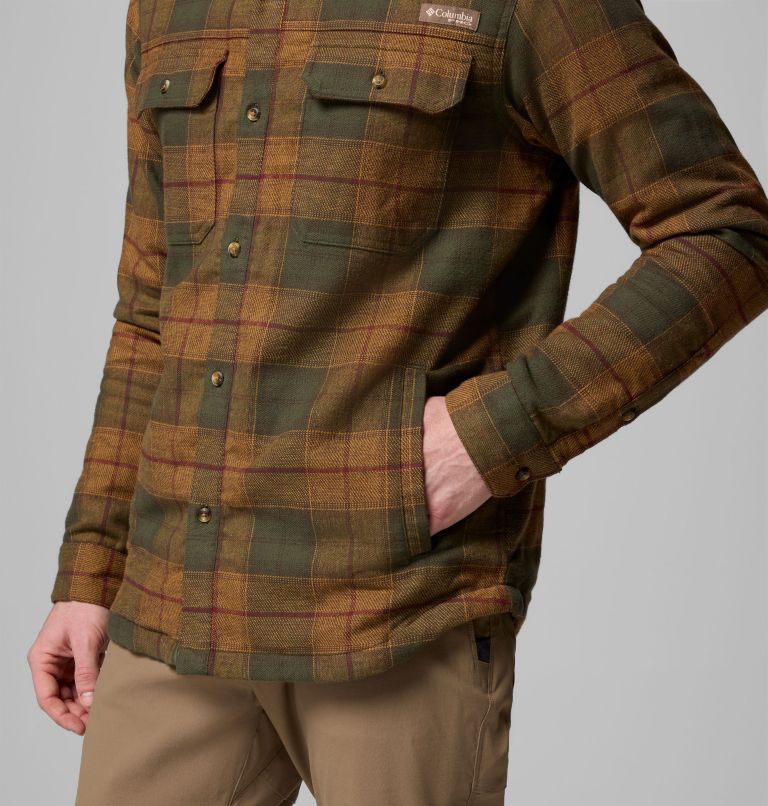 Men's Saddle Point Warm Lined Flannel, Color: Surplus Green Iron Sight Buffalo, image 8