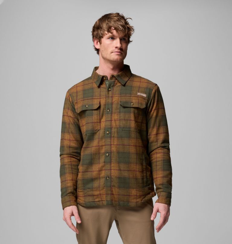 Men's Saddle Point Warm Lined Flannel, Color: Surplus Green Iron Sight Buffalo, image 1