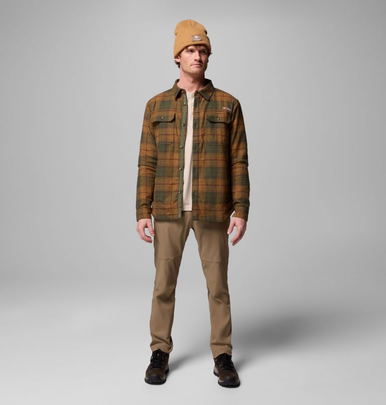 Men's Saddle Point Warm Lined Flannel, Color: Surplus Green Iron Sight Buffalo, image 2