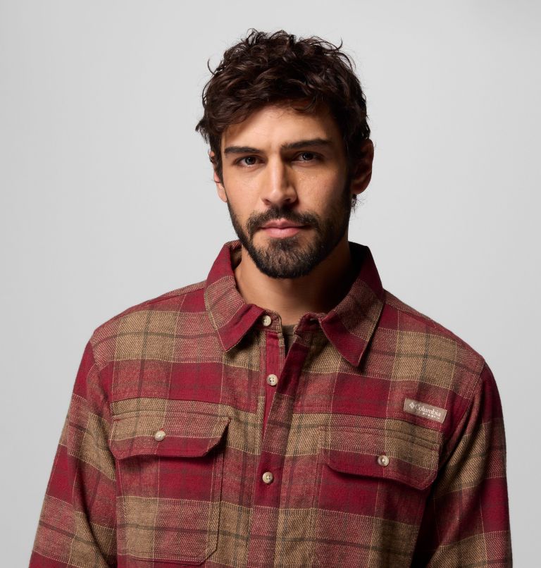Men's Saddle Point Warm Lined Flannel, Color: Red Jasper Iron Sight Buffalo, image 5