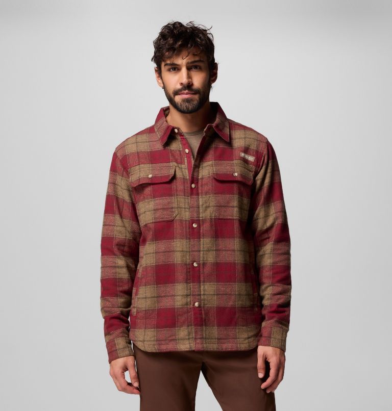 Men's Saddle Point Warm Lined Flannel, Color: Red Jasper Iron Sight Buffalo, image 8