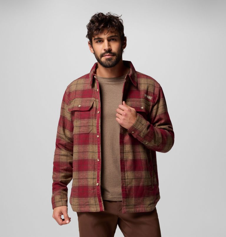 Men's Saddle Point Warm Lined Flannel, Color: Red Jasper Iron Sight Buffalo, image 1