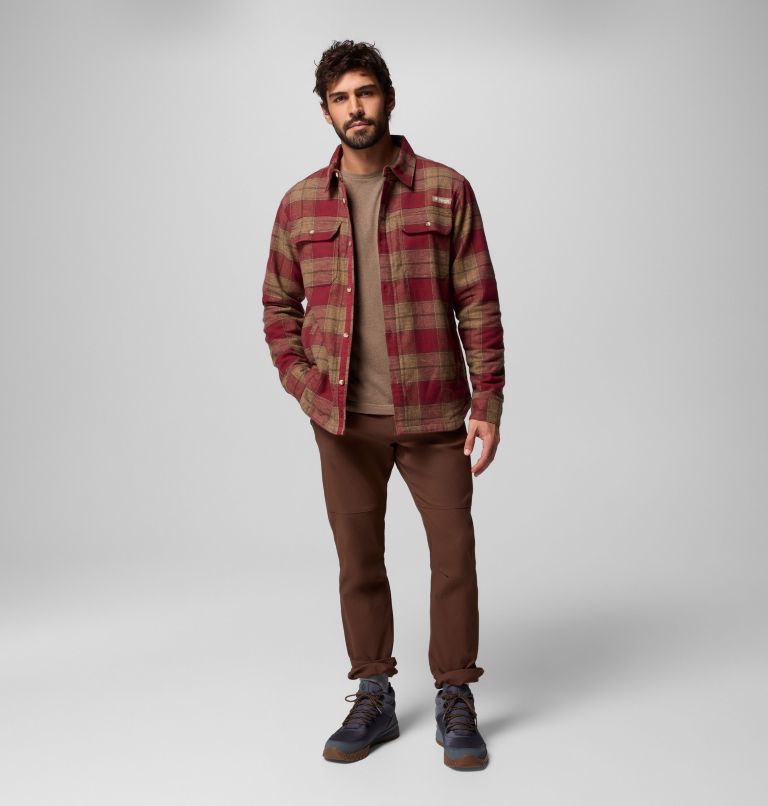 Men's Saddle Point Warm Lined Flannel, Color: Red Jasper Iron Sight Buffalo, image 2