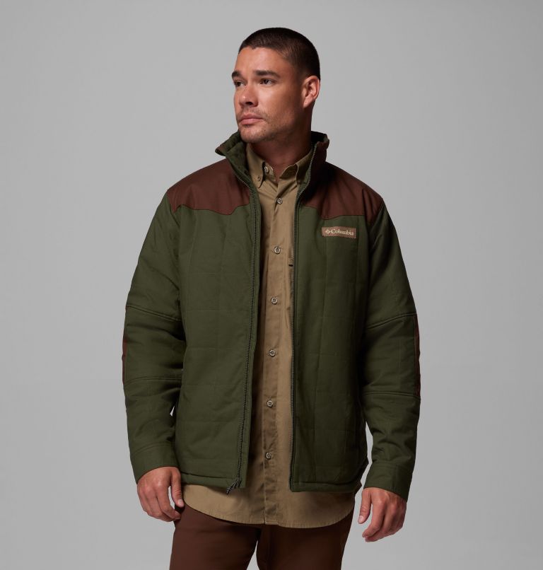 Men's Saddle Point Insulated Jacket, Color: Surplus Green, Tobacco, image 5