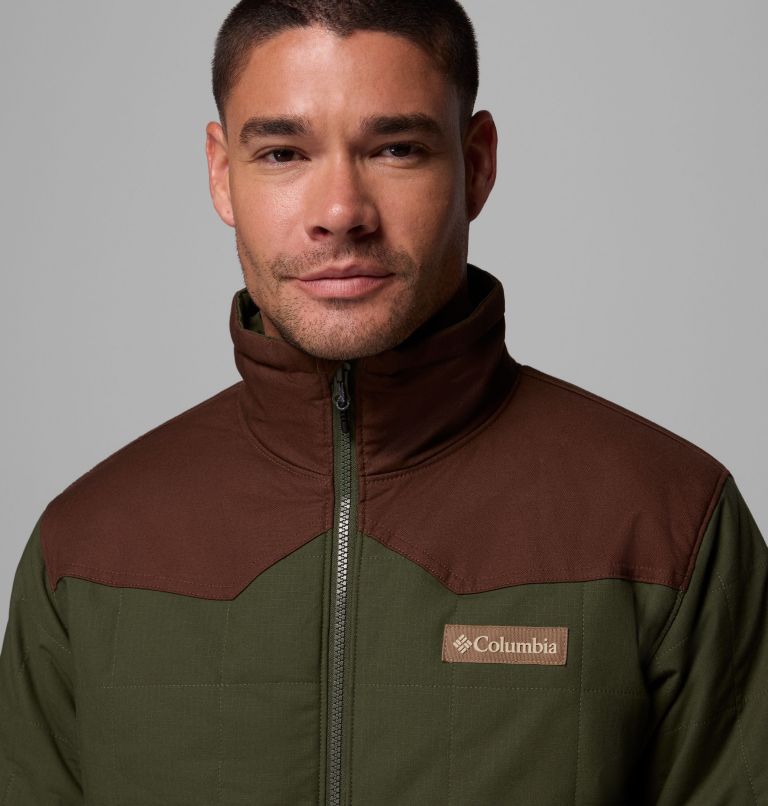 Men's Saddle Point Insulated Jacket, Color: Surplus Green, Tobacco, image 7