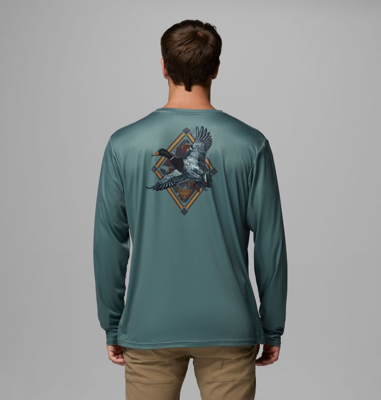 Men's PHG Terminal Shot Diamond Long Sleeve Shirt, Color: Pond, image 3