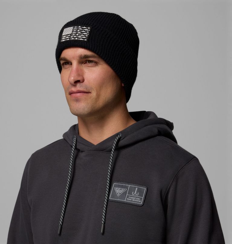 PFG Patch Beanie, Color: Black, Fish Flag, image 3
