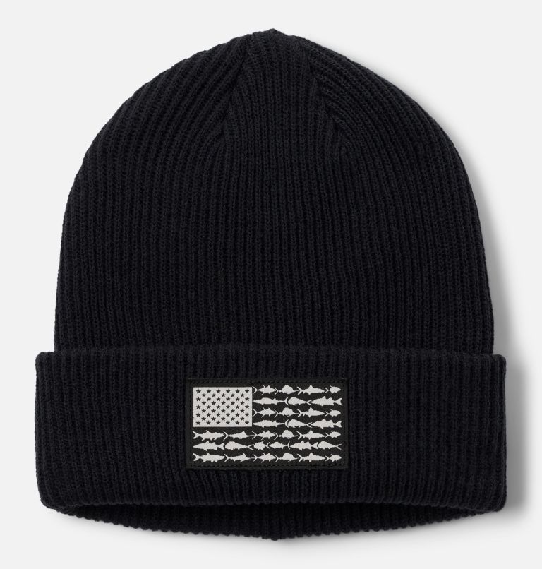 PFG Patch Beanie, Color: Black, Fish Flag, image 1