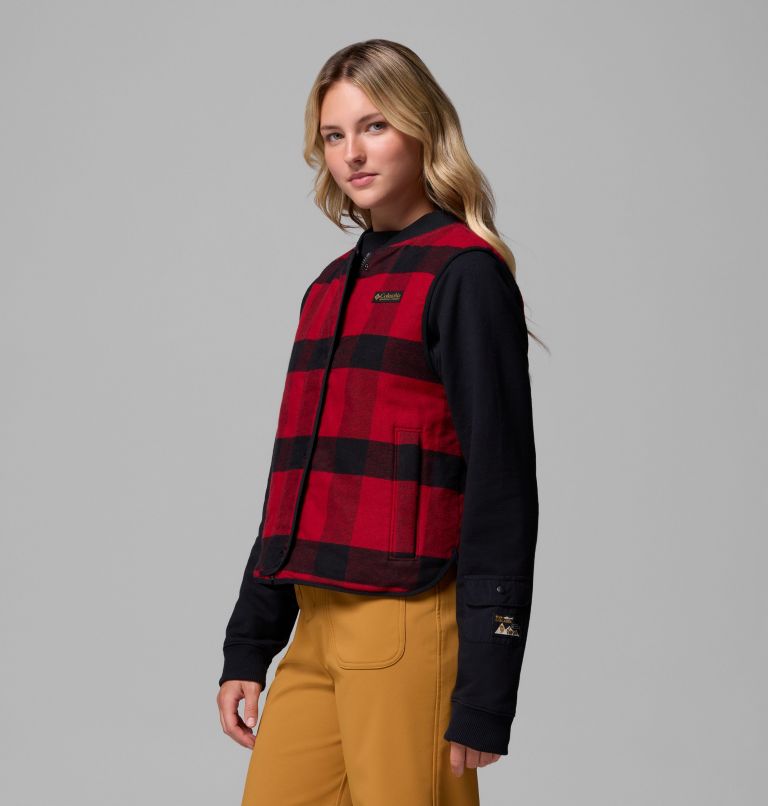 Women's High Cascades Reversible Vest, Color: Black, Red Tim's Buffalo Plaid, image 4