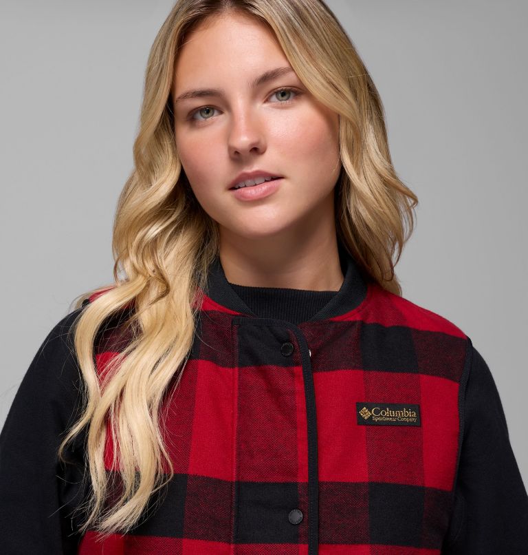 Women's High Cascades Reversible Vest, Color: Black, Red Tim's Buffalo Plaid, image 7