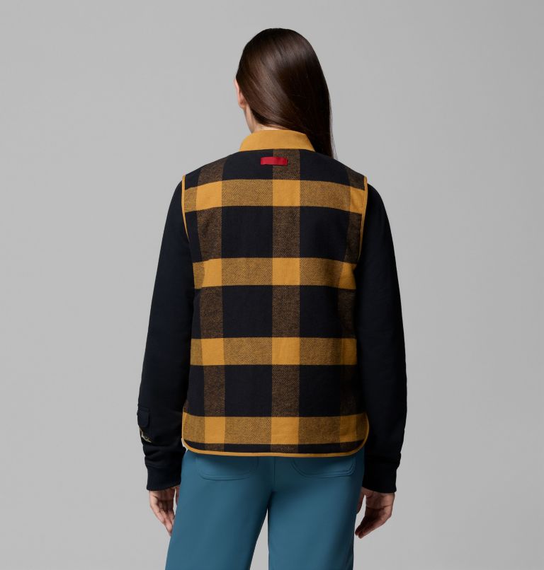 Women's High Cascades Reversible Vest, Color: Maple Sugar, Maple Sugar Tim's Buff Pld, image 3