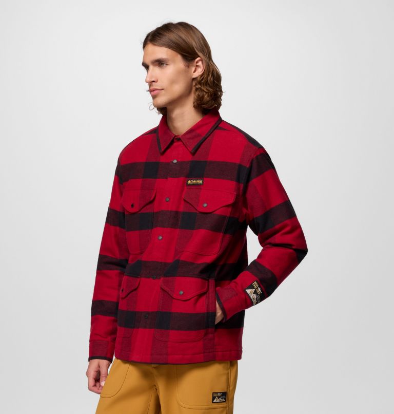 Men's High Cascades Shirt Jacket, Color: Red Dahlia Tims Buffalo Plaid, image 4