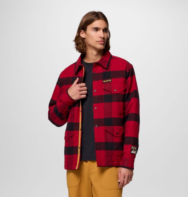 Men's High Cascades Shirt Jacket, Color: Red Dahlia Tims Buffalo Plaid, image 5
