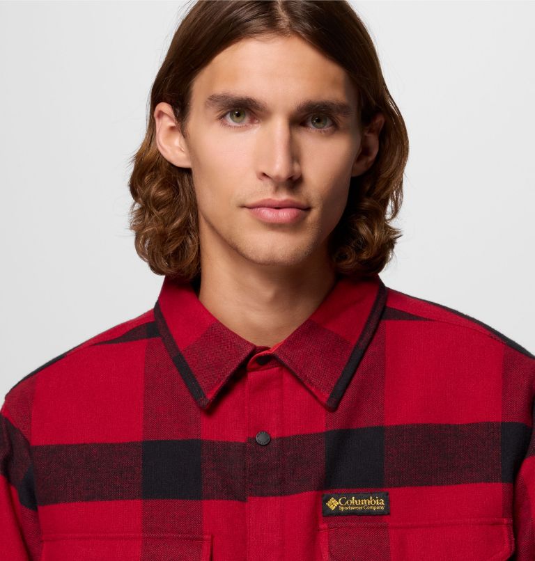 Men's High Cascades Shirt Jacket, Color: Red Dahlia Tims Buffalo Plaid, image 7