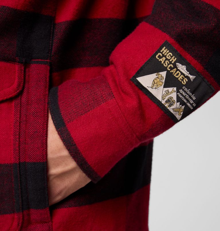 Men's High Cascades Shirt Jacket, Color: Red Dahlia Tims Buffalo Plaid, image 8