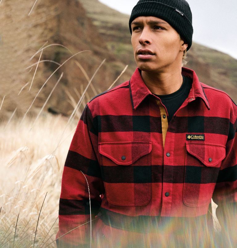 Men's High Cascades Shirt Jacket, Color: Red Dahlia Tims Buffalo Plaid, image 9