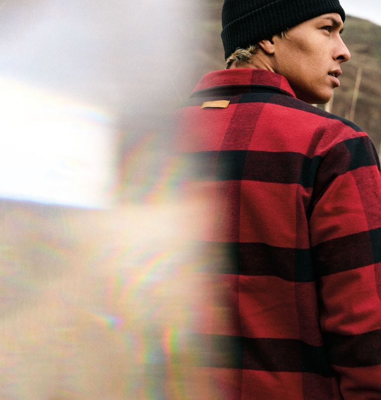 Men's High Cascades Shirt Jacket, Color: Red Dahlia Tims Buffalo Plaid, image 11