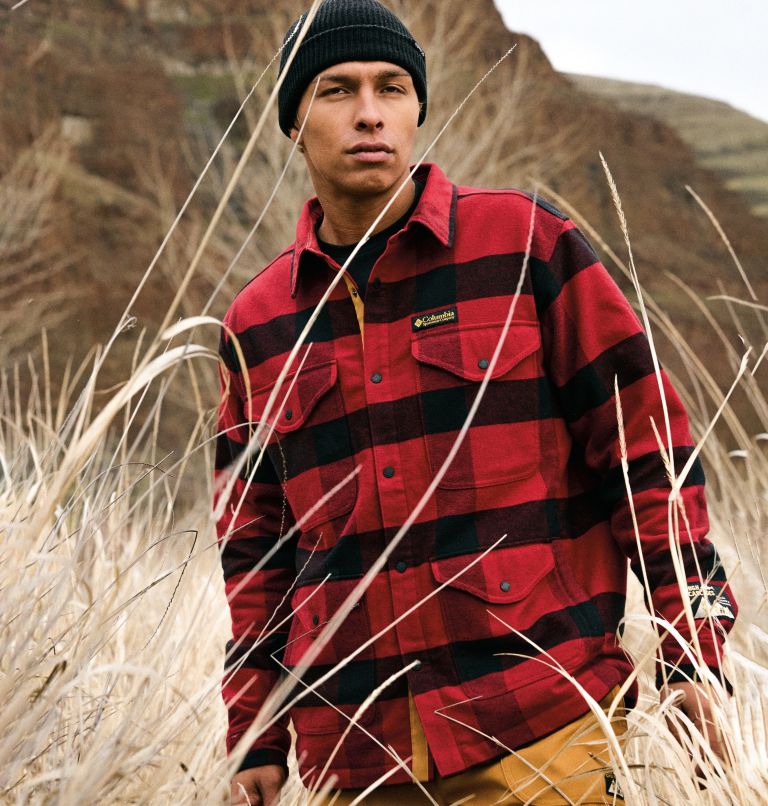 Men's High Cascades Shirt Jacket, Color: Red Dahlia Tims Buffalo Plaid, image 12
