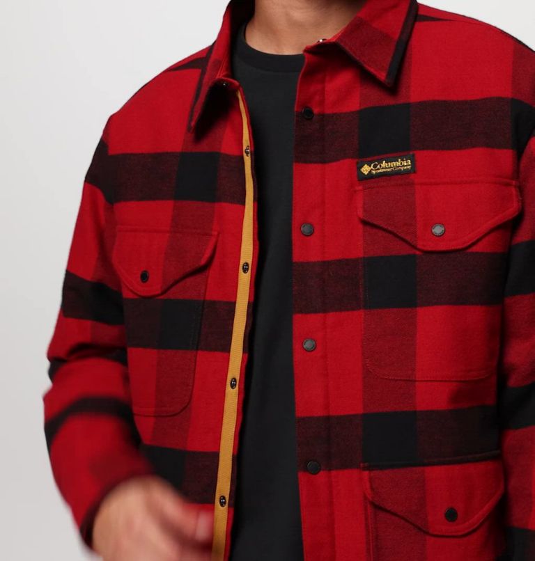 Men's High Cascades Shirt Jacket, Color: Red Dahlia Tims Buffalo Plaid