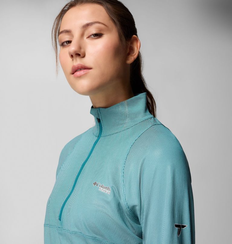 Maglia tecnica con cerniera a metà lunghezza Summit Valley da donna, Color: River Blue, image 4
