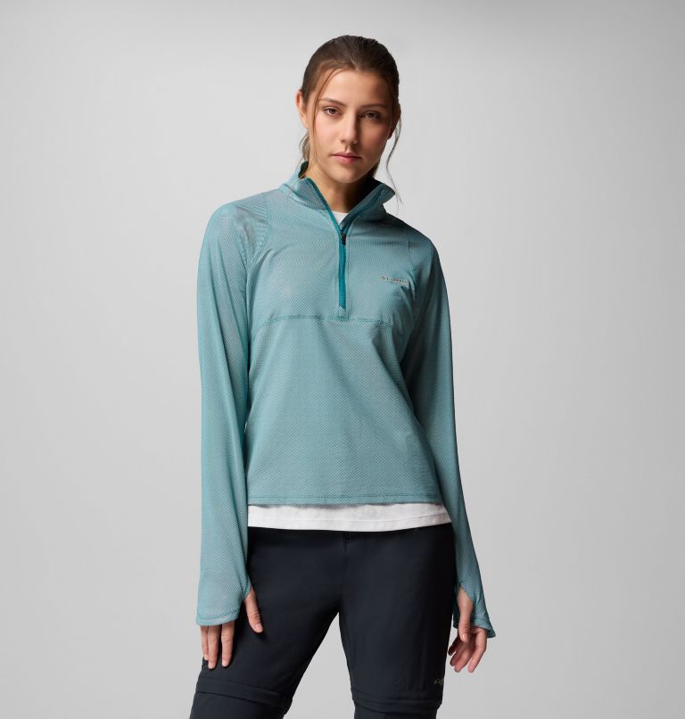 Maglia tecnica con cerniera a metà lunghezza Summit Valley da donna, Color: River Blue, image 1