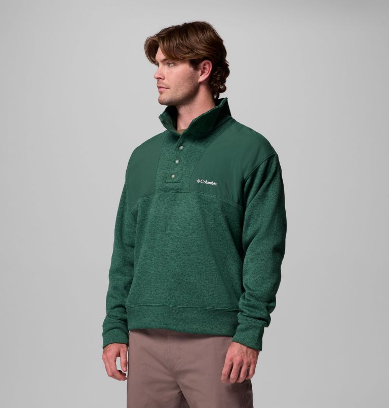 Men's Sweater Weather Relaxed Fit Quarter Zip Pullover, Color: Rain Forest Heather, image 4