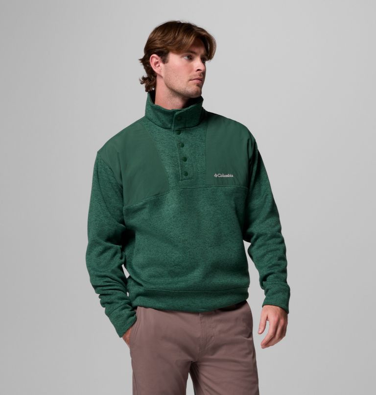 Men's Sweater Weather Relaxed Fit Quarter Zip Pullover, Color: Rain Forest Heather, image 5